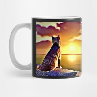 Cat Looking At Sunset - Cute Cat Lover Gift Mug